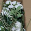Hananona Artificial Roses in Bulk, Fake Velvet Silk Roses Realistic Rose for Wedding Centerpieces Flower Arrangement Home Decor (50, White)