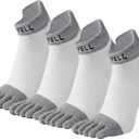 VWELL Cotton Toe Socks Five Finger Socks No Show Crew Athletic Running Socks 4 Pairs,Size 7-11