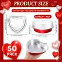 Yinkin 50 Set 9 oz Heart Shaped Aluminum Cake Pan with Lid Disposable Heart Foil Tin Pans Cupcake Liners Muffin Tins for Mother's Day Wedding Bridal Shower Baking Supplies (Red)