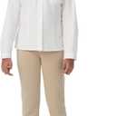 French Toast Girls' Fitted Wrinkle-Resistant Long Sleeve Oxford Shirt (White, M)