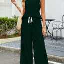 Gardenwed Women's Two Piece Outfit, Cap Sleeve Top and Wide Leg Pants Elegant Summer Set with Trim Design (XXL)