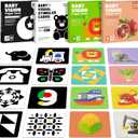 4 Sets High Contrast Baby Cards, 80 Pcs 160 Page Black White Colorful Baby Flashcards Newborn Toys for Infants Visual Stimulation Brain Sensory Development (0-36 Months)