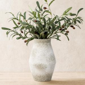 Rustic Ceramic Vase, Pottery Vases, 10 Inch | Short Farmhouse Decorative Vase for Living Room, Shelf, Table and Mantel Home Decor