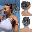 Oseti Short Grey Drawstring Ponytail for Black Women 6inch Gray Curly Ponytail Clip in on Ponytails Hair Extensions Lovely Afro Ponytails Hair Synthetic Fake Loc Ponytail Hairpieces for Women