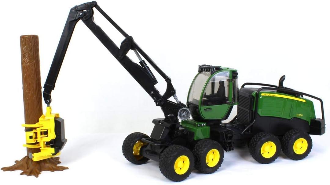 Bruder John Deere 1270G Harvester Toy with Rotating Cab and Tree Trunk  Realistic 1:16 Scale Forestry Vehicle for Kids