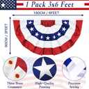 1 Pack 3x6 FT USA Pleated Fan Flag, American Bunting Flag Patriotic Half Fan Banner 4th of July Decorations Outdoor Memorial Day Decor Fourth July Independence Day Outside Red White and Blue Decor