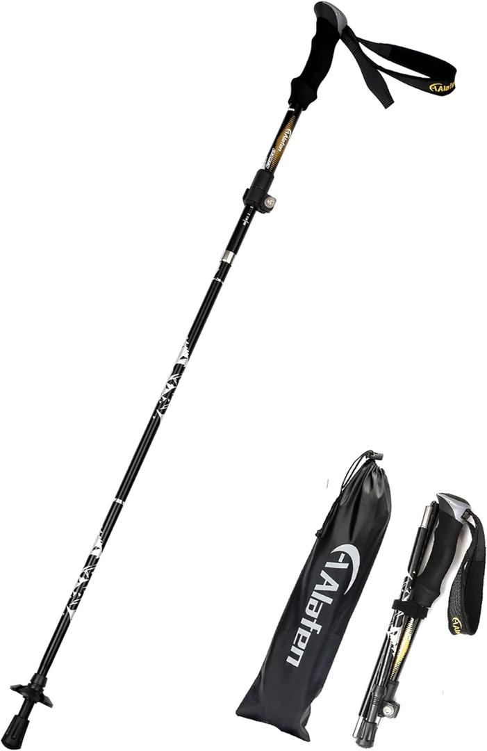 A ALAFEN Aluminum Collapsible Ultralight Travel Trekking Hiking Pole for Men and Women (Fits 5'3" - 6'2") (1 PC(1 Pole))