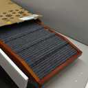 Adjustable Dog Ramp for Bed - Foldable Wooden Ramp for Dogs to Get on Bed, Couch, or Car with 16.5" Wide Walking Space (Walnut Wood with Gray Carpet, Large)