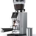Burr Coffee Grinder with 45 Gind Settings, Anti-Static Conical Burr, Precision Electronic Timer & LED Touchscreen for Espresso/Drip/Cold Brew/French Press, All-Metal Stainless Steel Body, Silver