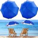 Buryeah 2 Pcs Automatic Chair Umbrella with Universal Clamp 44" UPF 50+ Portable Clamp on Beach Chair Adjustable Wheelchair Umbrella for Outdoor Patio Parasol (Blue)