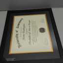 16x20 Diploma Frames 12x15 with Black Mat, Fits Degree Certificate Document, 20 x 16 Walnut Color Frame with Tempered Glass Panel for Wall Mounting