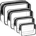 4 Pieces Clear Cosmetic Bags Bulk TSA Approved Toiletry Bag for Travel PVC Waterproof Clear Makeup Pouch with Zipper for Men and Women Carry-on Travel Essentials (Multisize, Black)