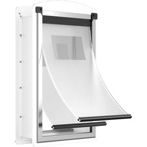 Steel Dog Door for Wall, Telescoping Tunnel and Steel Frame, Double Magnetic Flaps and 2 Sliding Lock Panels, Easy to Install, White, X-Large Steel Dog Door for Wall, Telescoping Tunnel and Steel Frame, Double Magnetic Flaps and 2 Sliding Lock Panels, Easy to Install, White, X-Large
