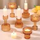 Candlestick Holders Bulk, 6 Pcs Amber Combination Candle Holders Set, Crystal Candle Holders for Wedding, Table Centerpiece, Home Decoration