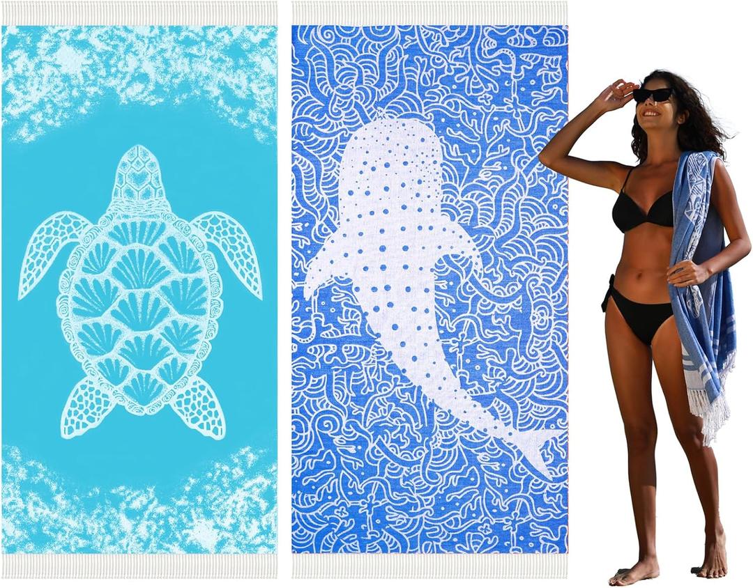 Widdonen Thin Turkish Beach Towel Quick Dry Absorbent Cotton Lightweight Bath Pool Towels Extra Large Oversized Sand Free Beach Stuff Cloud Adults Gift