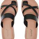 Luoika Women's Wide Width Flat Sandals, Flip Flop Slides Sandal Casual Strapy Sandal Slip on Summer Beach Shoes for Women. (7 X-Wide, Black 705)