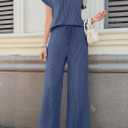 SHEWIN Women Casual Two Piece Sets Ribbed Knit Outfits Airport Pant Clothes 2026, L