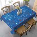 4th of July Fireworks Tablecloth Rectangle Table Cloth Washable Table Cover for Decoration Kitchen Dining Room 60x90 Inch (White6)