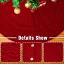 Knitted Christmas Tree Skirt, 24 Inch Red Tree Skirts for 3ft to 4ft Tree | Cable Knit Design, Farmhouse Xmas Holiday Decoration, Home Party Dcor Red 2512