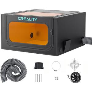 Creality Laser Engraver Enclosure V2.0 Fireproof and Dustproof Protective Cover 720x720x400mm, Exhaust Fan 4000RPM and Pipe, Fits for Most Laser Cutter, Against Smoke Odor and Noise Eye Protection