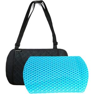 Lumbar Pillow Gel Support Pillow Back Cushion - Help in Relieving Back Pain & Sciatica Pain for Car Seat Home Office Chairs, Breathable Back Support Cushion Travel Pillow with Adjustable Straps (Blue)