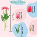 15 Pcs Deep Pink Artificial Tulips Fake Flowers, Premium Latex Lifelike Texture, UV Resistant Waterproof Faux Tulip Bouquets with Snap-on Petals for Outdoor, Home, Wedding Decor