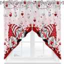 Valentine's Day Pink Swag Curtains Valances for Windows Kitchen Curtains Red Gnome Topper Valances with Rod Pocket for Living Room Bedroom Love Heart Valentines Day 56'' W x 36'' L, 2 Panel
