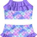 Little Girls Two Piece Mermaid Bikini Set Ruffle Adjustable Summer Beach Bathing Swimsuit 3-7 Years for Kids