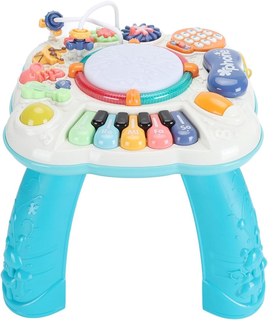 Music Activity Table Learn and Groove Activity Table Adjustable Musical Table with Sound and Light Multifunctional Early Learning Musical Learning Table for Toddlers