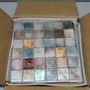Parrotile Antique 2'' x 2'' Glass Squared Tile Glazed Red Grey Grid Mosaic Wall Backsplash Tile PT31 (Box of 5 Sheets)