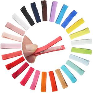 Qearl Baby Hair Clips Barrettes for Fine Hair, Tiny 1.8" Fully Lined Clips Tiny Hair Clips for Baby Girls Infant 50PCS (25Colors in Pairs)