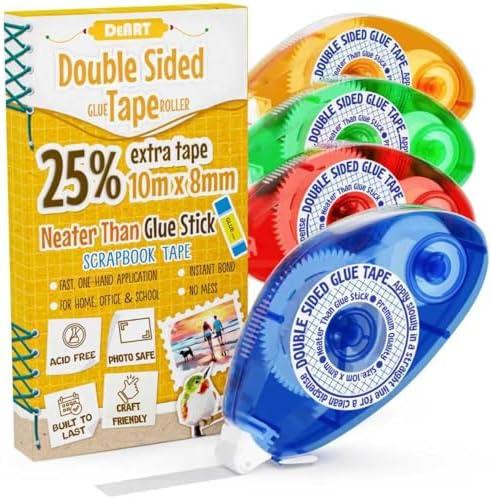 Double Sided Tape Scrapbook Tape Roller, Adhesive Glue Runner, Scrapbooking Journaling Supplies, Must Have Tapes for Paper Art & Craft Card Making Gift Wrapping School Office (4)