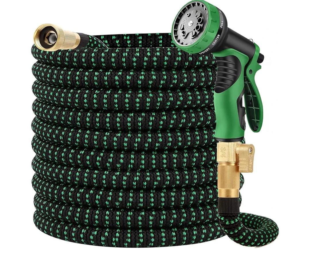 200 ft Expandable Garden Hose -Never Kink Free Flexible Water Hose 50ft with 10 Pattern Spray Nozzle,3/4 Solid Connectors, Retractable Latex Core -Lightweight Expanding Garden Hose Missing Nozzle