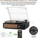 Record Player for Vinyl with 2 Build-in Speakers LP Vinyl Players Belt-Driven Vintage Turntables 3 Speed 3 Size, Wireless Bluetooth Playback, AUX-in, RCA Out, Headphone, Auto Stop Black Wood