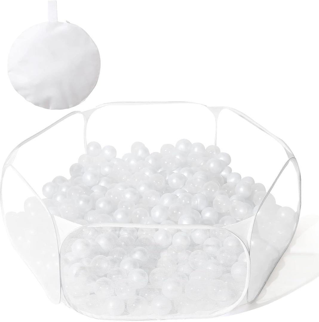 Kids Ball Pit Large Pop Up Children Ball Play Tent for Toddlers Girls Boys for Indoor Outdoor Baby Playpen with Carry Tote, Balls Not Included (White)