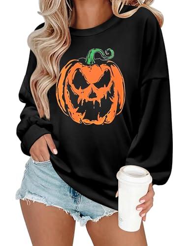 Zeagoo Women's Halloween Pumpkin Graphic Sweatshirts Long Sleeve Pullover Tops Gothic M