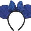 Mouse Deluxe Ear Bow Headbands Sequins Hairbands Women Hair Accessories For Cosplay Costume Party (Royal Blue)