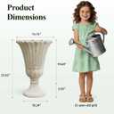 23.6" Tall Plastic Urn Planters for Outdoor Plants with Drainage Holes & Petal Design, Set of 2 Sturdy Base Classic Indoor Large Flower Pots, Outdoor Planters for Porch/Home, Yellow Beige, 19.69"D x 15.75"W x 23.62"H