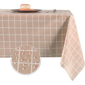 Obstal 100% Waterproof PVC Table Cloth, Oil-Proof Spill-Proof Vinyl Rectangle Tablecloth, Wipeable Table Cover for Outdoor and Indoor Use,Sand,54 x 54 Inch
