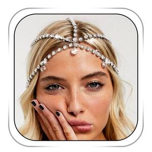 Rhinestone Head Chain Jewelry Silver 1920s Headpieces Vinatge Hair Jewelry Costume Hair Accessories for Women (Silver-Boho)