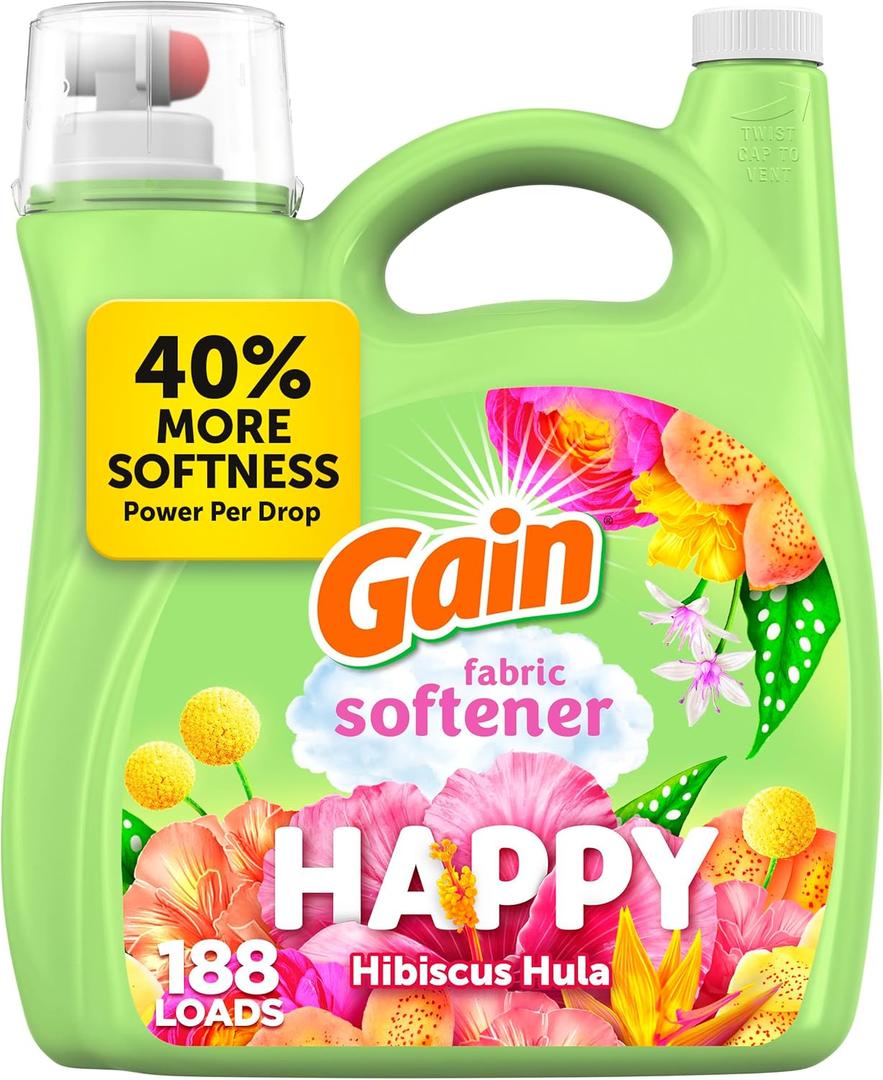 Gain Liquid Fabric Softener (Fabric Conditioner), Happy, 127 fl oz, 188 Loads