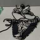 ZAFUL Crochet Triangle Bikini Halter Sting Bikinis Cute Cheeky Two Piece Swimsuit Sexy Bathing Suit for Women 2026 (Black, S)