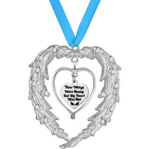 10 x Angel Wing Memorial Christmas Ornaments, Remembrance Sympathy Gifts,Your Wings were Ready But My Heart were Not Ornament for Xmas Tree,in Memory of Loved one Gifts for Loss of Loved one