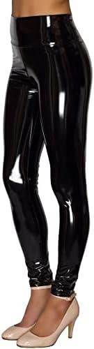 NewL Women Mirror Faux Patent Leather Leggings Wet Look Reflective Shiny Stretch Tighten Pants High Waist Slim, Size: XL