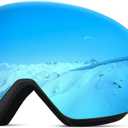 Meeloog Magnetic Ski Goggles Frameless Interchangeable Lens, UV Protection Snow Goggles, Snowboard Gear for Men Women Youth (P1 Grey Frame/Blue Lens(vlt 12%))