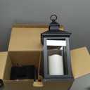 14" Lanterns Decorative Indoor/Outdoor, 2 Pack Black Lantern Decor with Timer Candle, Waterproof Battery Operated Outdoor Lanterns, Vintage Hanging Lanterns for Patio, Porch, Entryway, Centerpieces