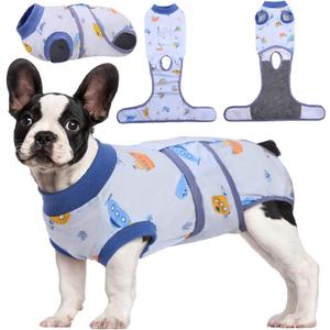 Kuoser Recovery Suit for Dogs Cats After Surgery, Professional Pet Recovery Shirt Dog Abdominal Wounds Bandages, Substitute E-Collar & Cone,Prevent Licking Dog Onesies Pet Surgery Recovery Suit (M (Back:13.4-16.1'', Weight:14-25 LB), Boat)