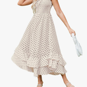 GRACE KARIN Women's 2025 Summer Floral Boho Dress Square Neck Strapped Swing A Line Sundress Beach Long Maxi Outfits L