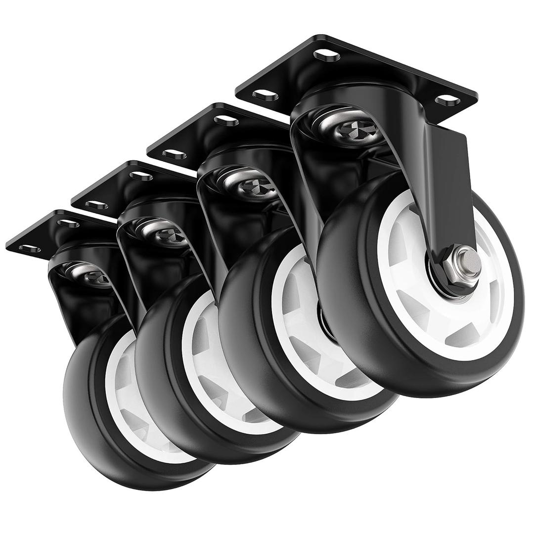 4 inch Caster Wheels Heavy Duty Swivel Casters with no Brake Max Load Capacity 1200lbs (Set of 4