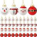 Liliful 40 Pcs Christmas Glass Santa and Buckle Ball, 25 mm Red and White Christmas Ball Ornaments Delicate Painting Christmas Tree Pendants Vintage Tree Hanging Ornaments Baubles for Xmas Decoration